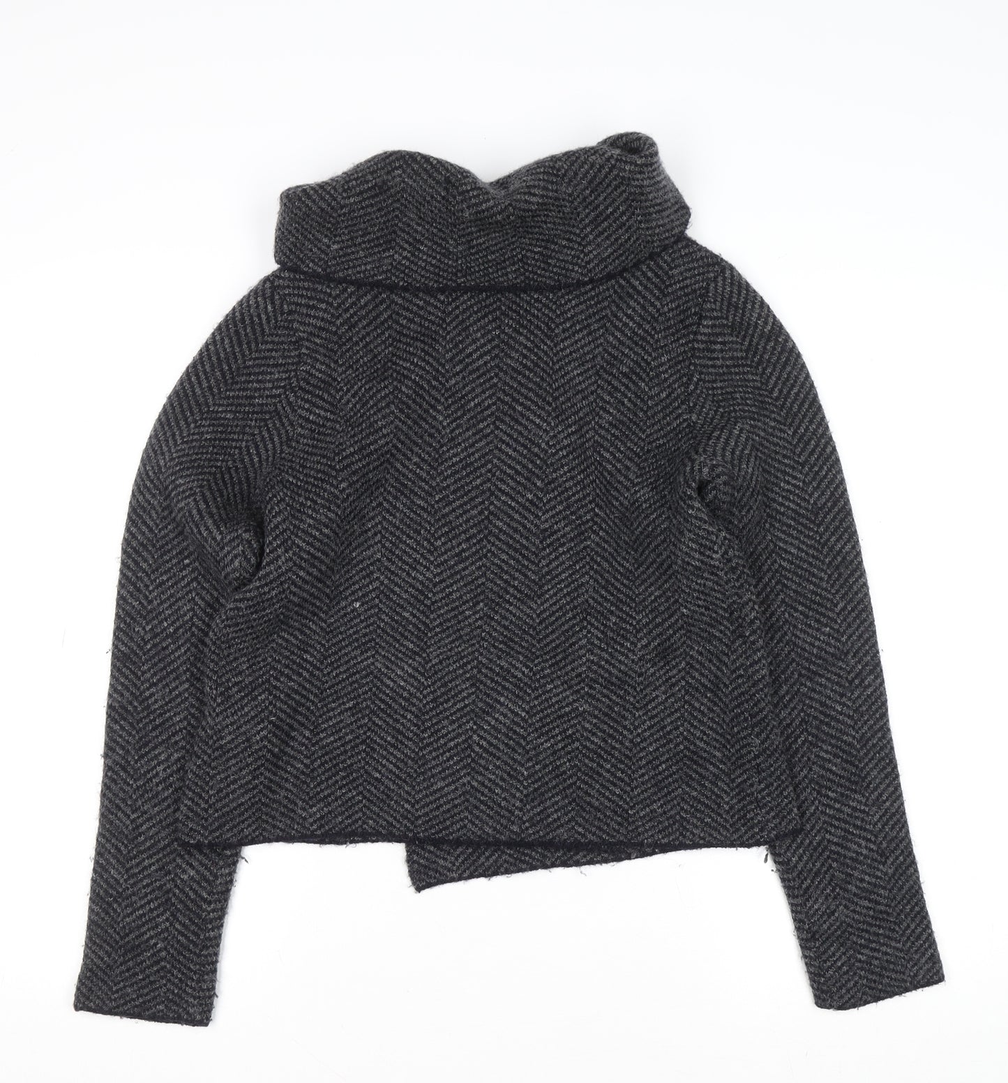 Max Studio Women’s Grey Herringbone Cardigan Small Wool Blend