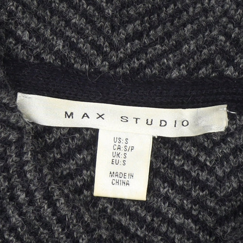 Max Studio Women’s Grey Herringbone Cardigan Small Wool Blend
