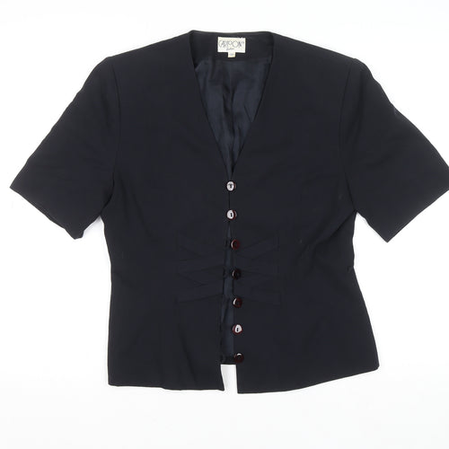 Cartoon Women’s Black Short Sleeve Single-Breasted Suit Jacket Size 10