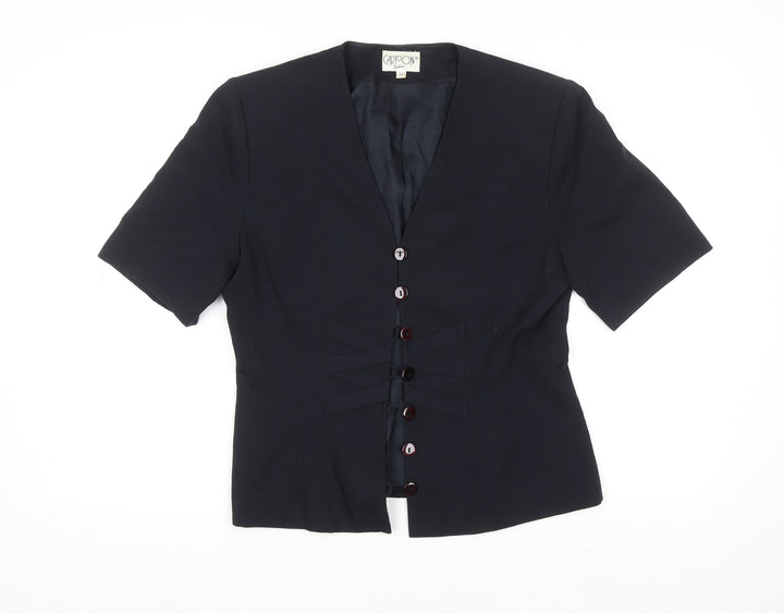 Cartoon Women’s Black Short Sleeve Single-Breasted Suit Jacket Size 10