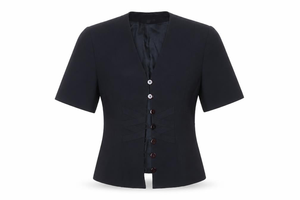 Cartoon Women’s Black Short Sleeve Single-Breasted Suit Jacket Size 10