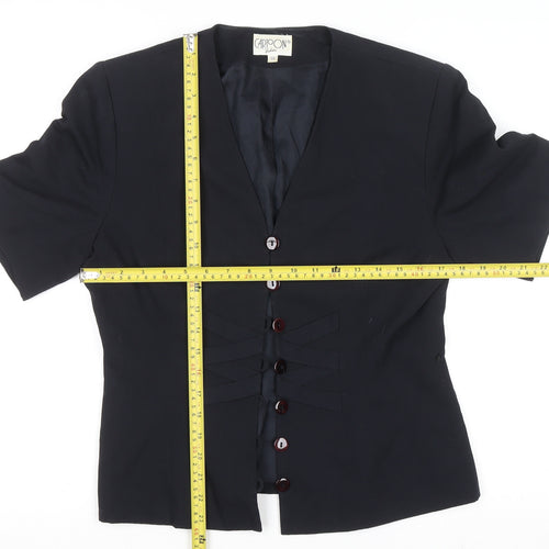 Cartoon Women’s Black Short Sleeve Single-Breasted Suit Jacket Size 10