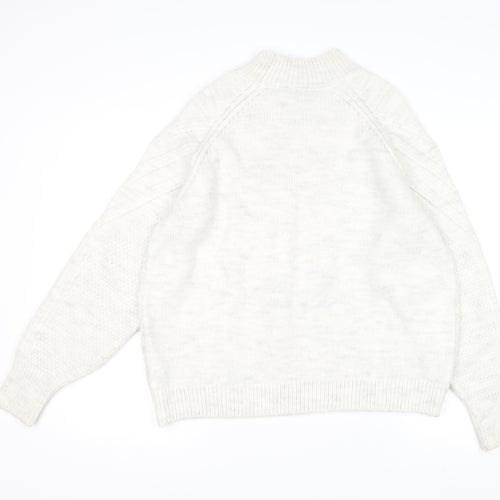 Marks and Spencer Womens Grey Cable Knit Mock Neck Jumper M