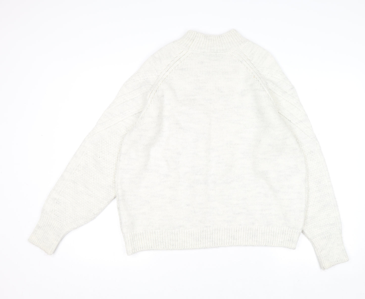 Marks and Spencer Womens Grey Cable Knit Mock Neck Jumper M