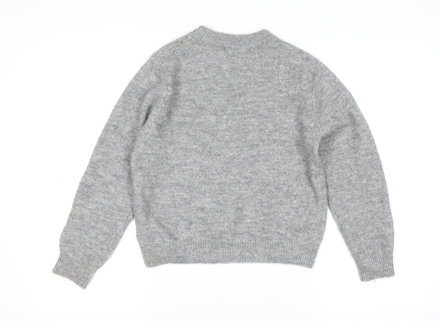 H&M Teens Grey Beaded Crew Neck Long Sleeve Knit Jumper Size 8