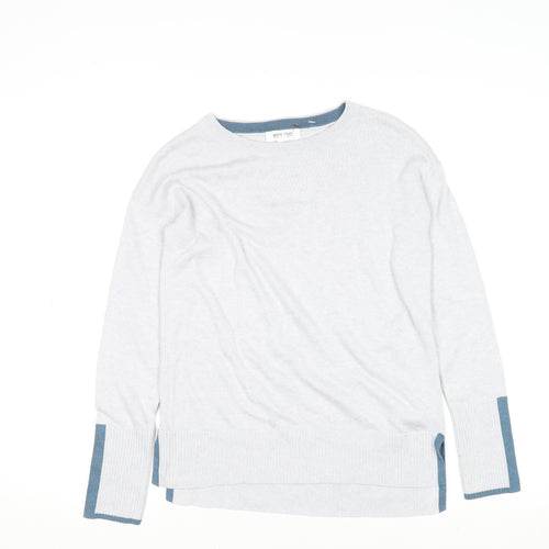 White Stuff Women's White Crew Neck Cotton Blend Jumper Size 6