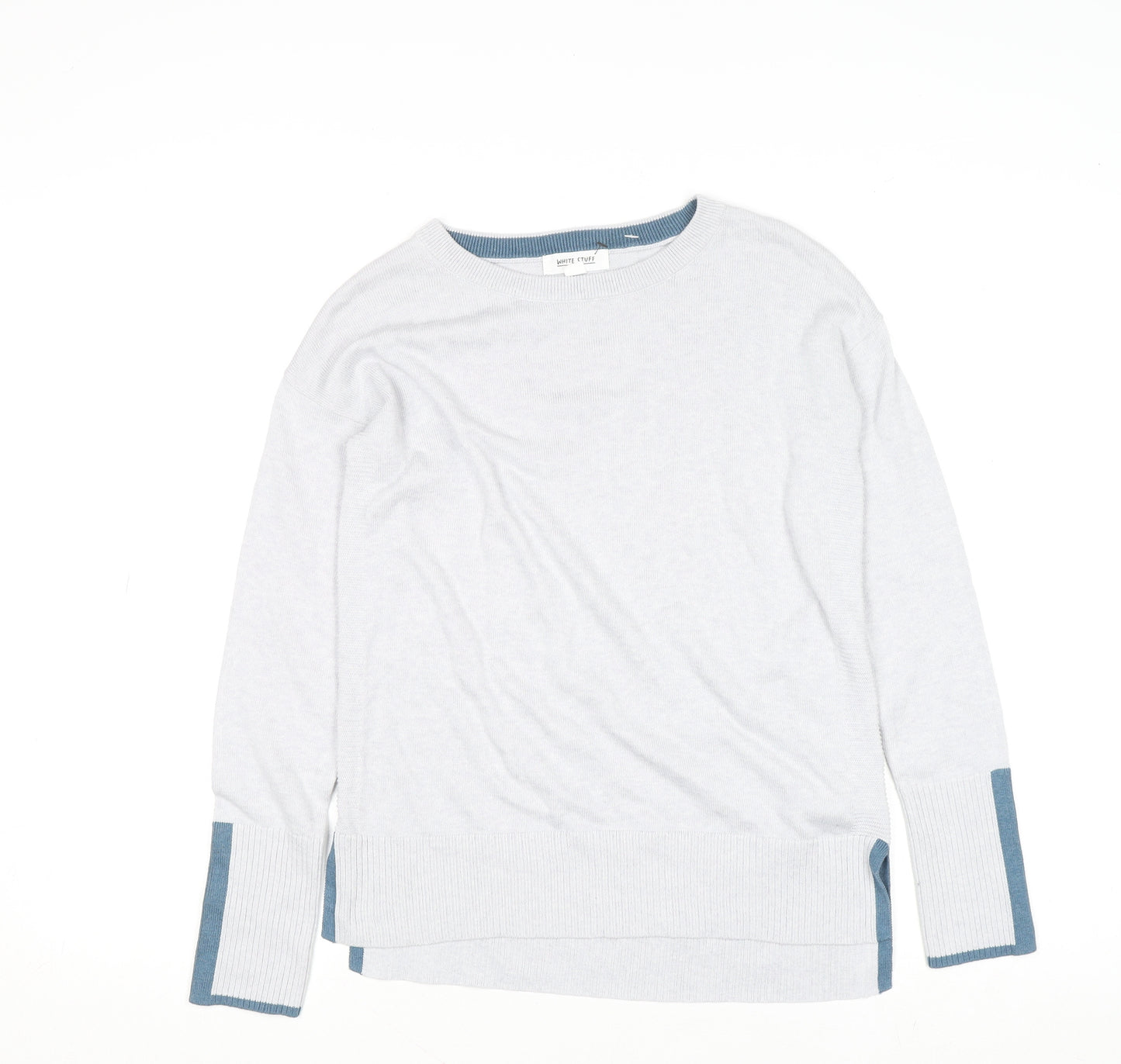 White Stuff Women's White Crew Neck Cotton Blend Jumper Size 6