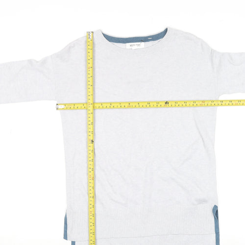 White Stuff Women's White Crew Neck Cotton Blend Jumper Size 6