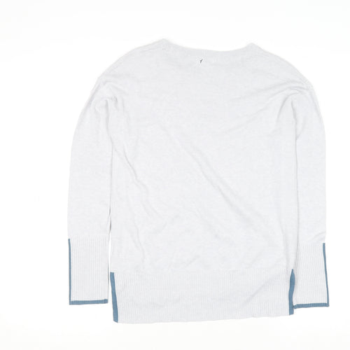 White Stuff Women's White Crew Neck Cotton Blend Jumper Size 6