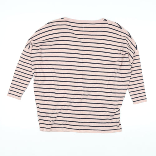 Saint Tropez Women’s Pink Striped V-Neck Relaxed Knit Jumper S