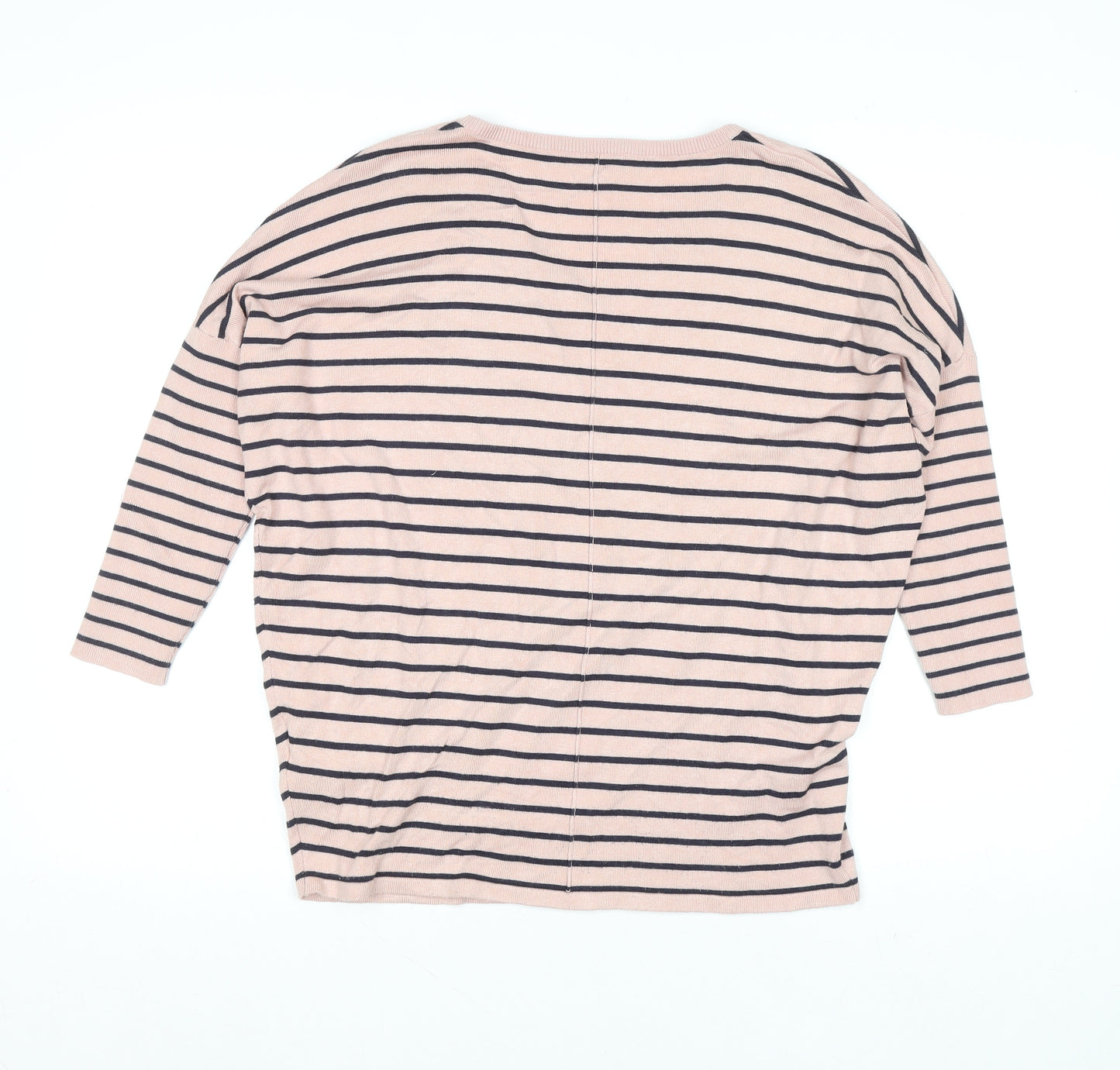 Saint Tropez Women’s Pink Striped V-Neck Relaxed Knit Jumper S