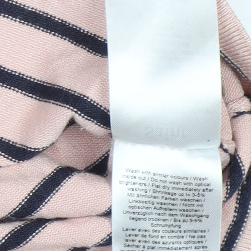 Saint Tropez Women’s Pink Striped V-Neck Relaxed Knit Jumper S