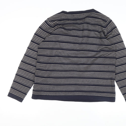 ISLE Womens Blue Striped Button Shoulder Jumper Size M 14-16