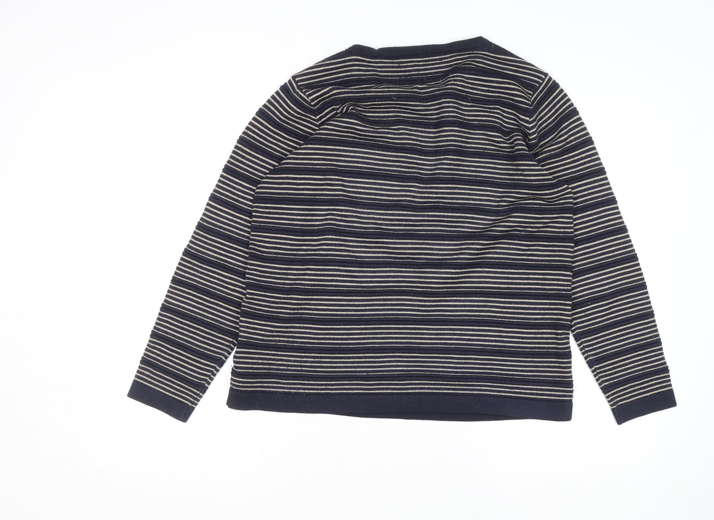 ISLE Womens Blue Striped Button Shoulder Jumper Size M 14-16