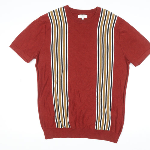 Next Women’s Red Striped Cotton Short Sleeve T-Shirt Size L