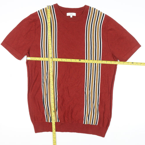 Next Women’s Red Striped Cotton Short Sleeve T-Shirt Size L