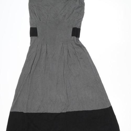 Designers at Debenhams Grey Colourblock Fit & Flare Womens Dress Size 12