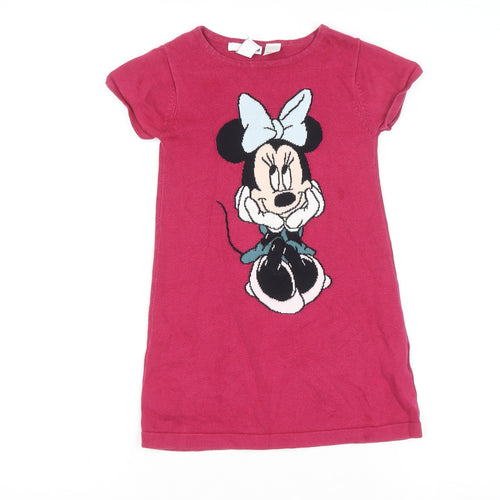 H&M Girls Pink Minnie Mouse T-Shirt Disney Short Sleeve 5-6 Years
