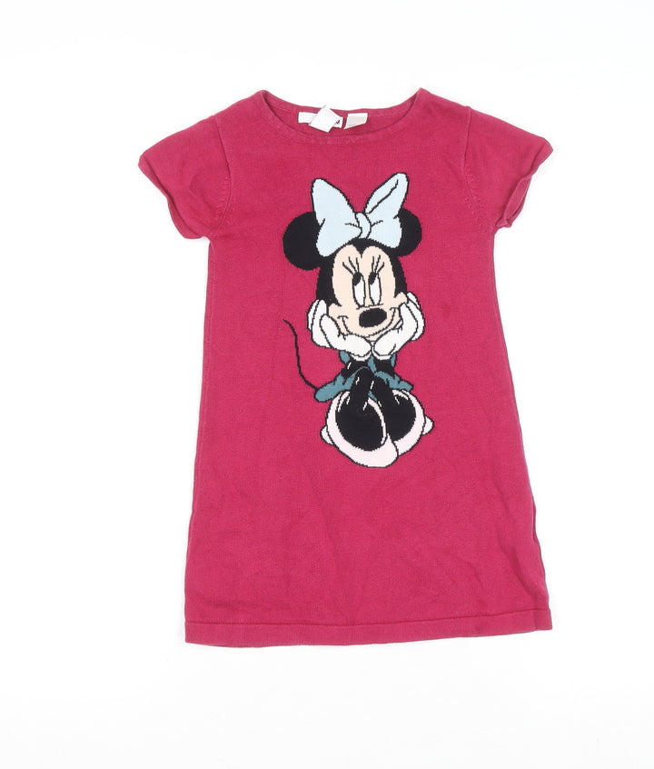 H&M Girls Pink Minnie Mouse T-Shirt Disney Short Sleeve 5-6 Years