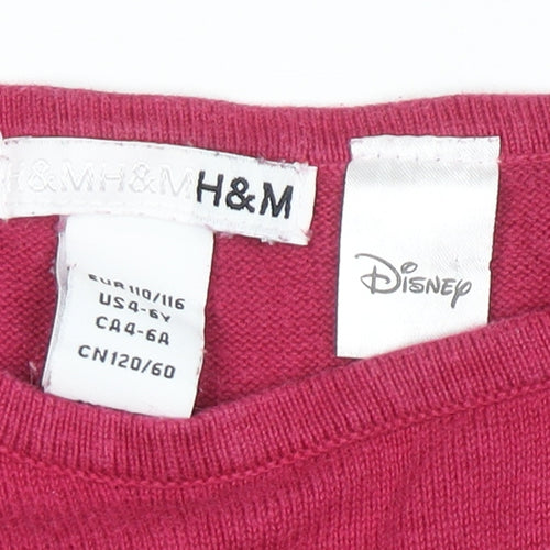 H&M Girls Pink Minnie Mouse T-Shirt Disney Short Sleeve 5-6 Years