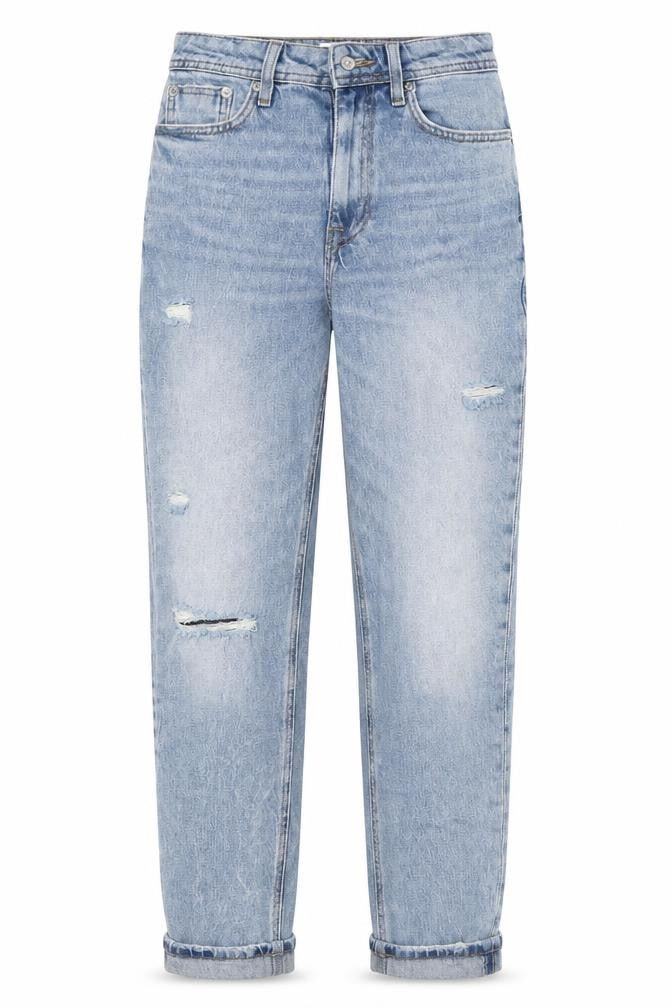 River Island Women Blue Size 6 Mom Distressed High Rise Jeans