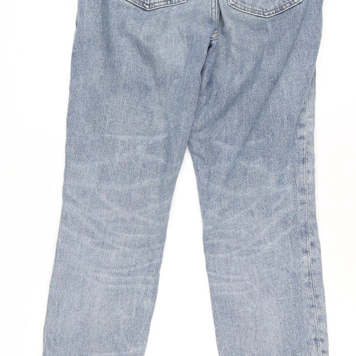 River Island Women Blue Size 6 Mom Distressed High Rise Jeans