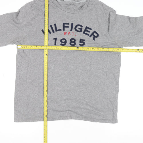 Tommy Hilfiger Men's Grey Long Sleeve Graphic Cotton Top M