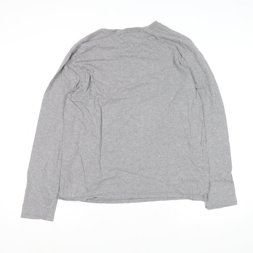 Tommy Hilfiger Men's Grey Long Sleeve Graphic Cotton Top M