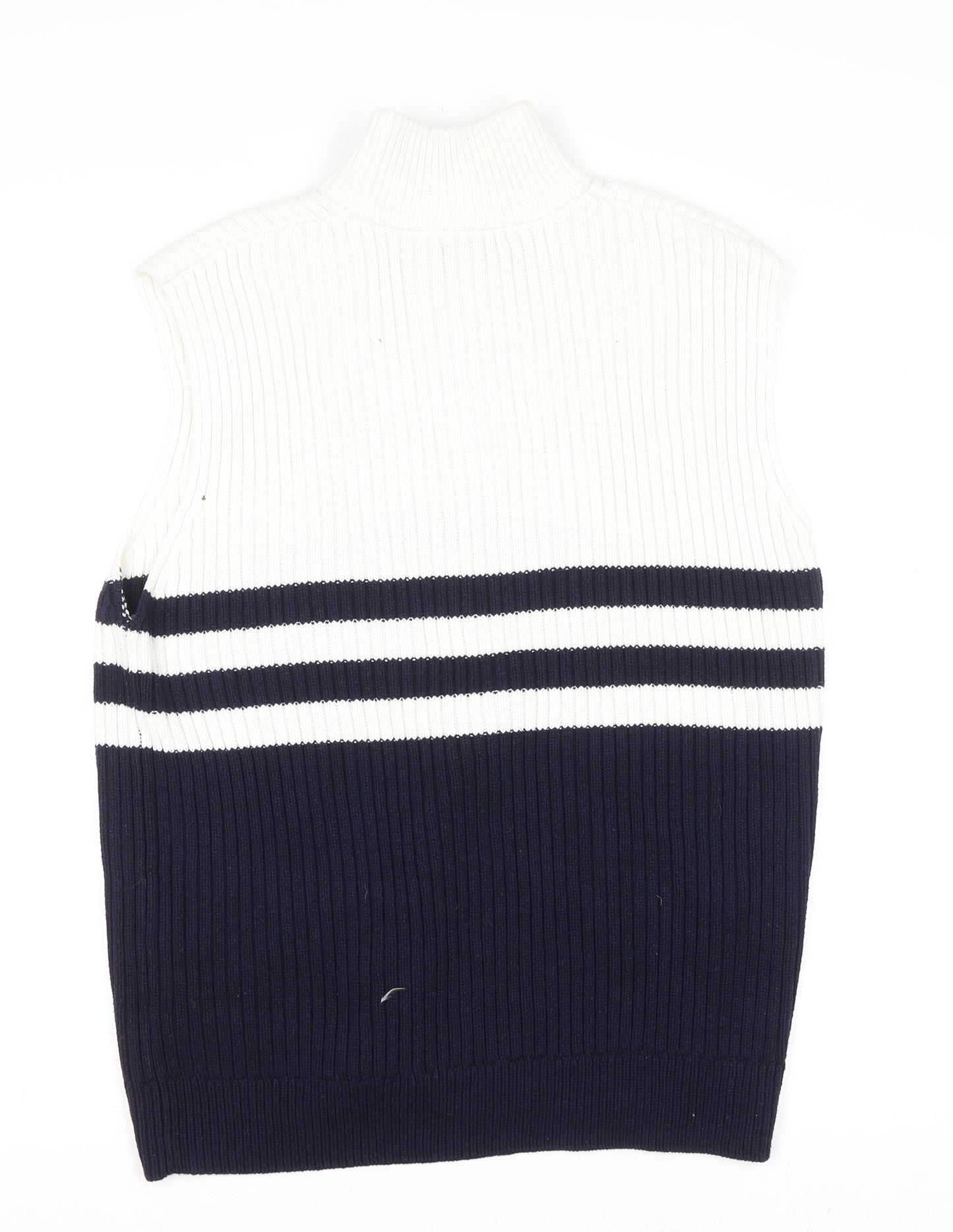 ZARA Men’s Blue & White Stripe Sleeveless 1/4 Zip Knit Vest S