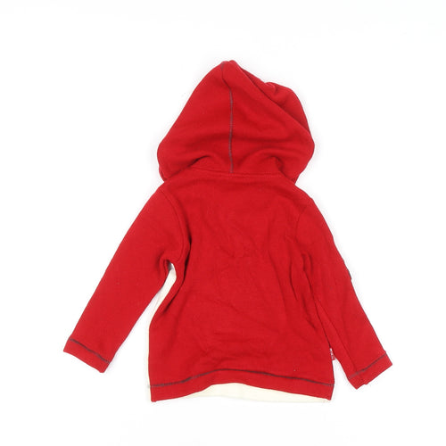 Maia Unisex Baby Red & White Hooded Henley Jumper 6-9 Months Cotton Blend