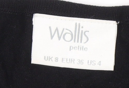 Wallis Petite Women's Black Beaded Cold Shoulder Jumper Size 8
