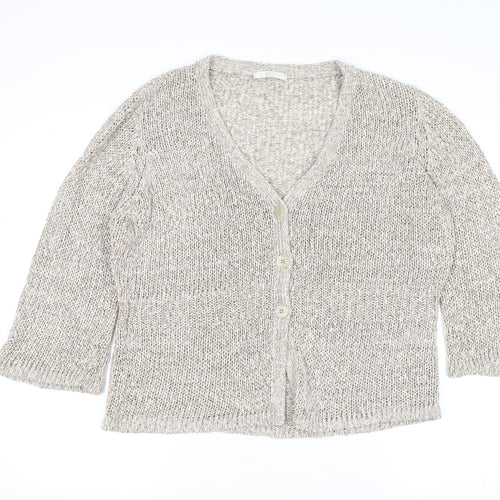 Marks and Spencer Women Beige Size 16 V-Neck Knit Cardigan