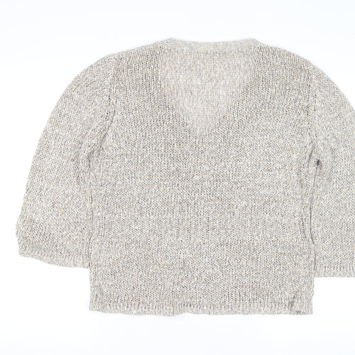 Marks and Spencer Women Beige Size 16 V-Neck Knit Cardigan