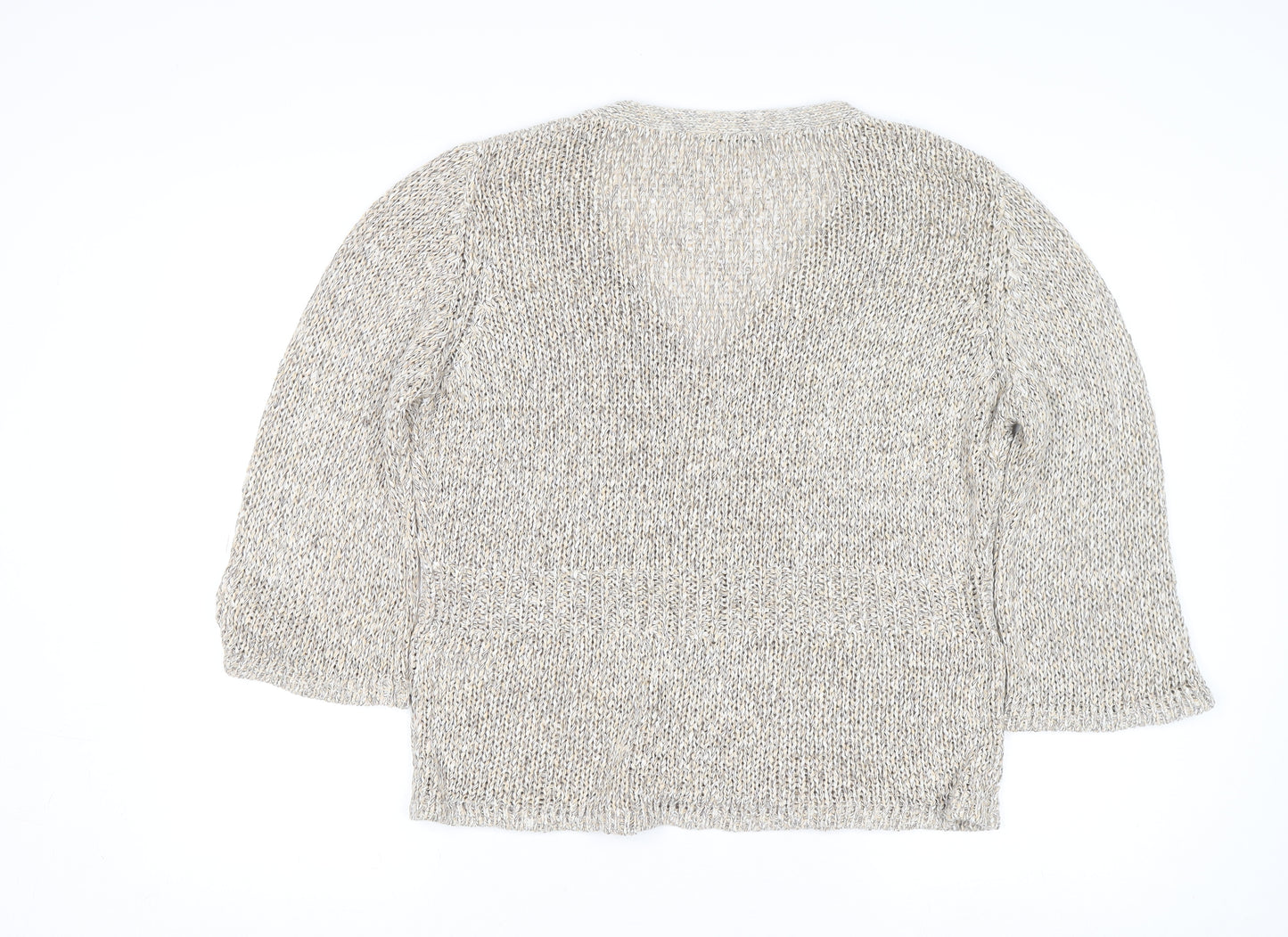 Marks and Spencer Women Beige Size 16 V-Neck Knit Cardigan