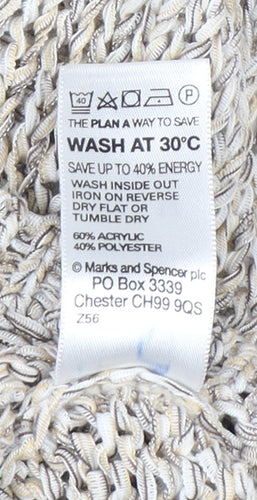 Marks and Spencer Women Beige Size 16 V-Neck Knit Cardigan