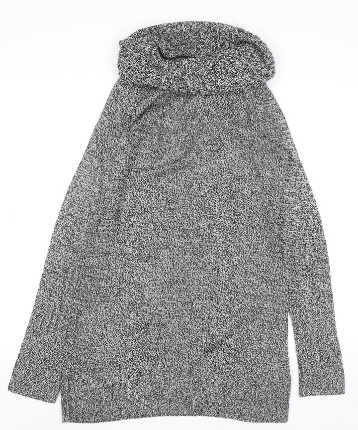 H&M Womens Grey Cowl Neck Chunky Knit Pullover Jumper Size 8