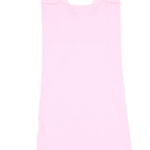 Bershka Women’s Pink Bodycon V-Neck Chain Strap Short Dress Size S