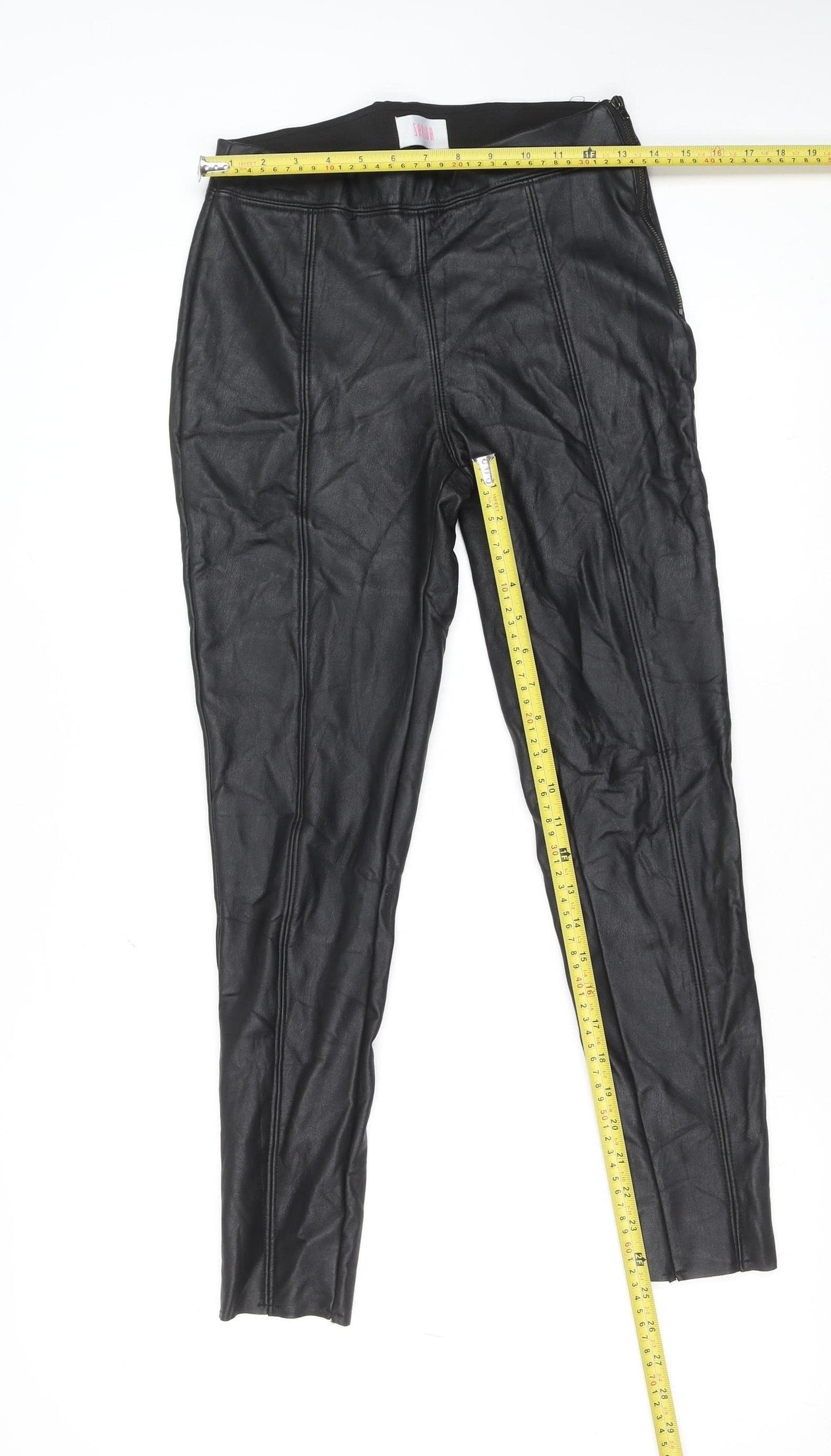 Savida Women’s Black Faux Leather Leggings Size 10 Slim Fit