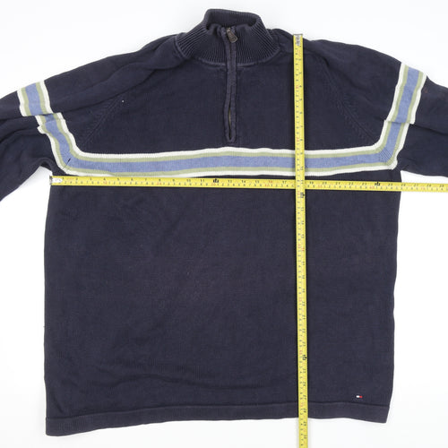 Tommy Hilfiger Men’s Blue 2XL Half Zip Cotton Jumper
