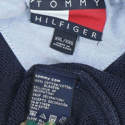 Tommy Hilfiger Men’s Blue 2XL Half Zip Cotton Jumper