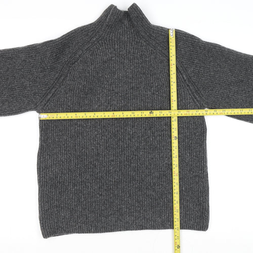 H&M Women Grey Mock Neck Chunky Knit Long Sleeve Pullover Jumper XS