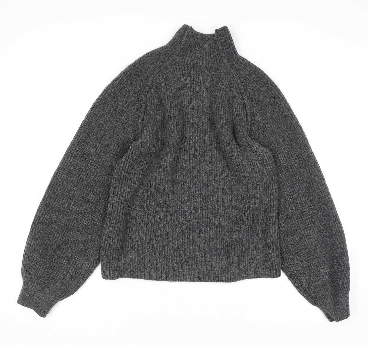 H&M Women Grey Mock Neck Chunky Knit Long Sleeve Pullover Jumper XS