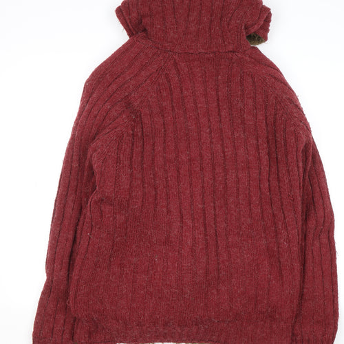 Joe Browns Women’s Red Full Zip Hooded Cardigan XL Acrylic Wool Blend