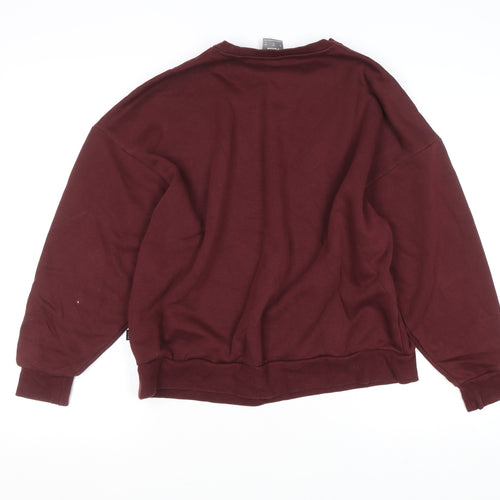 Puma Women's Burgundy Pullover Sweatshirt Large Crew Neck Logo Print