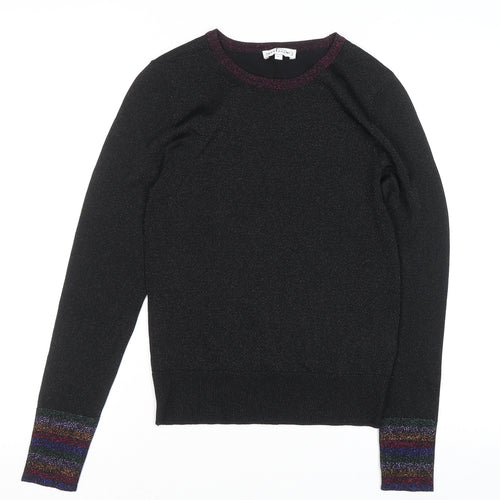 Warehouse Women’s Black Glitter Trim Crew Neck Jumper Size 12