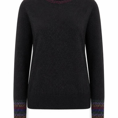 Warehouse Women’s Black Glitter Trim Crew Neck Jumper Size 12