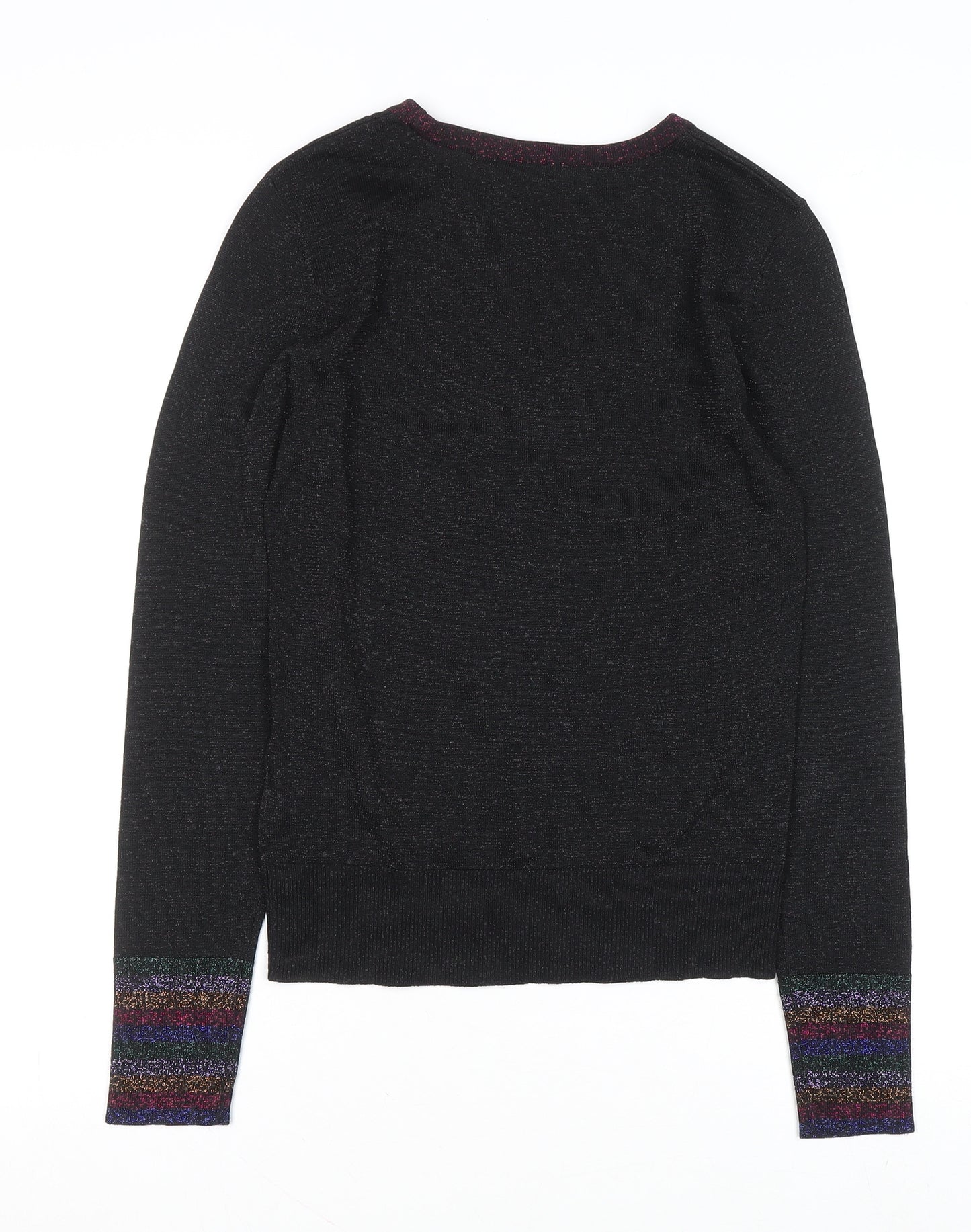 Warehouse Women’s Black Glitter Trim Crew Neck Jumper Size 12