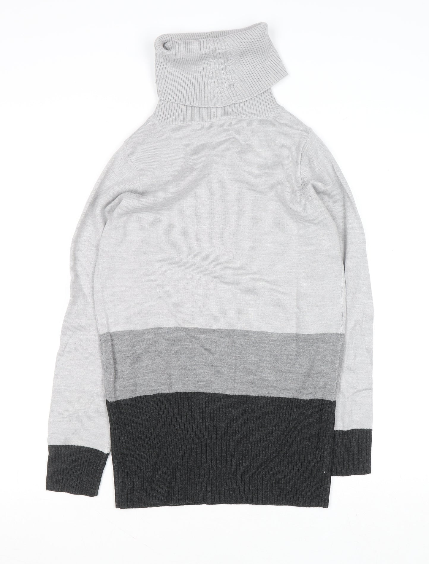 Marks and Spencer Womens Grey Roll Neck Acrylic Jumper Size 6