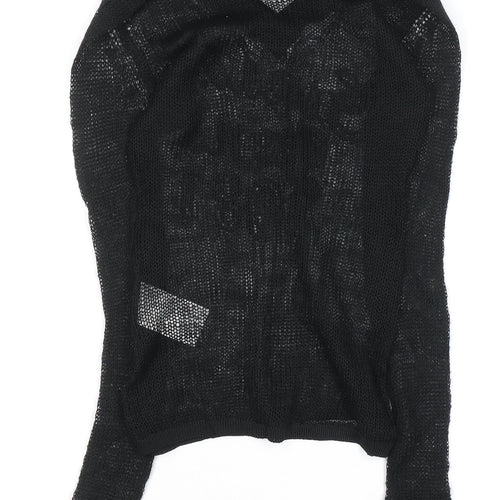 Guess Women's Black Sequin Open-Knit V-Neck Jumper Size S