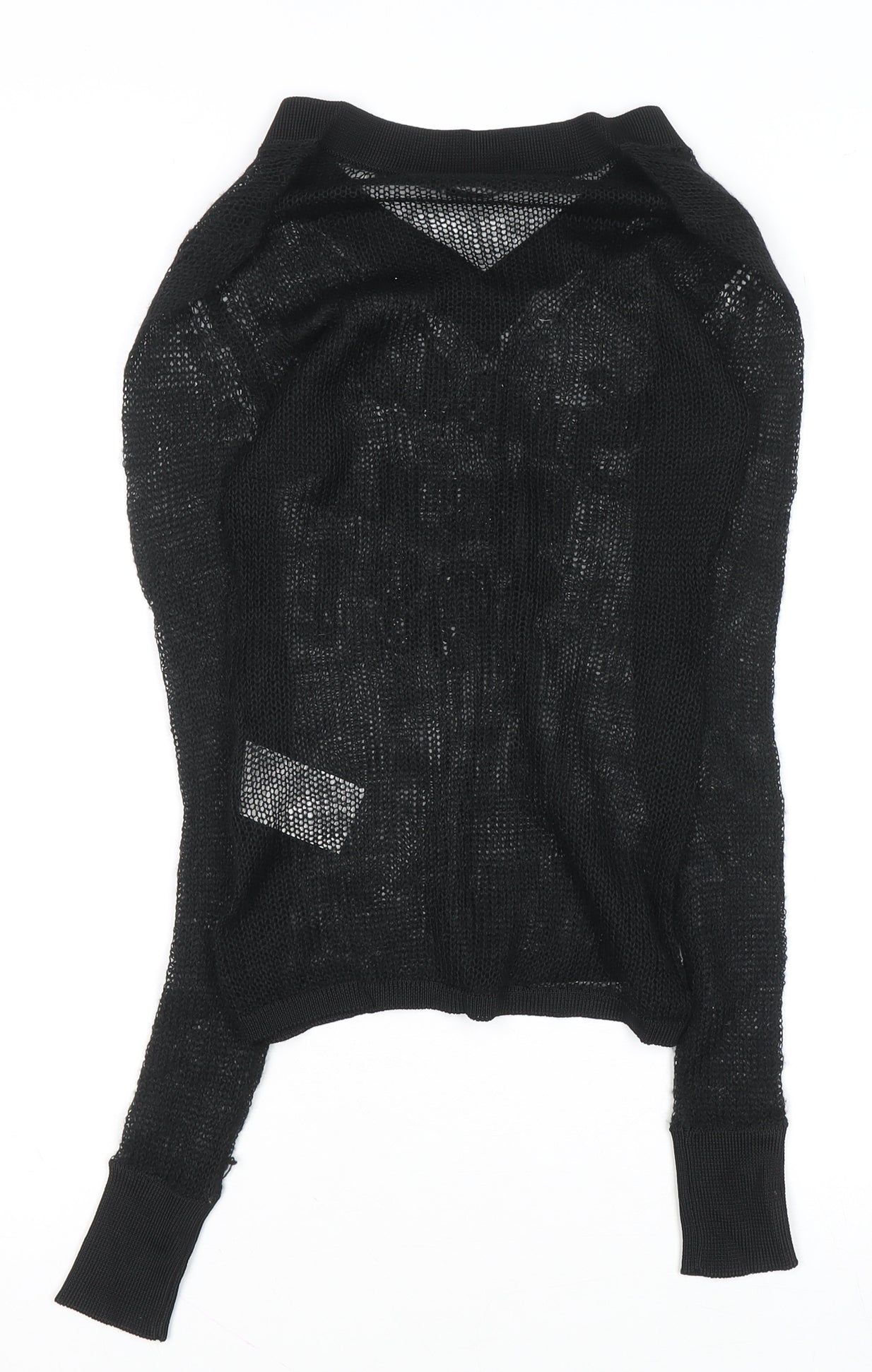 Guess Women's Black Sequin Open-Knit V-Neck Jumper Size S
